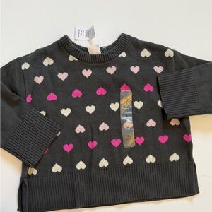 GAP Kids Heart Pattern Sweatshirt - Gray, Pink, White